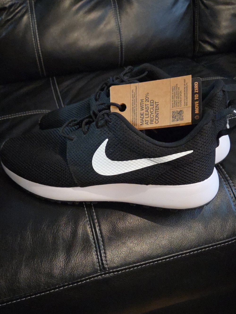 Nike Roshe G Next Nature Black Athletic Sneakers with White Swoosh